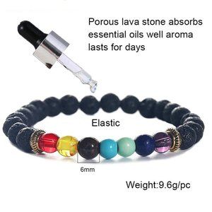 Black Lava Stone Chakra Reiki Energy Oil Bracelet